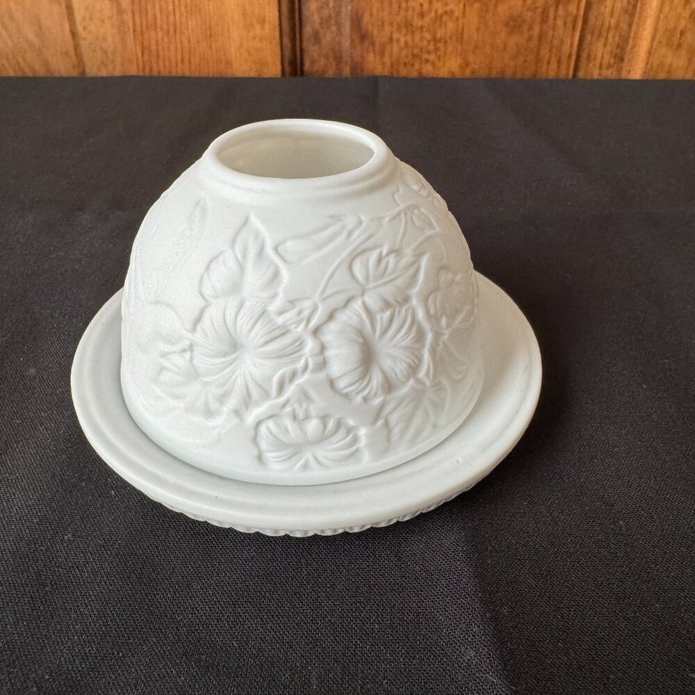 NWOT Morning Glory White Bisque Ceramic Candle Votive